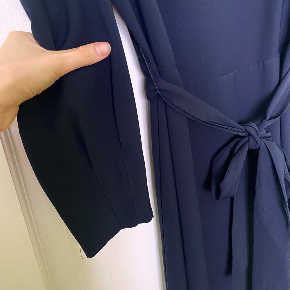 Reiss Navy Blue 3/4 Sleeve Dress with Belt